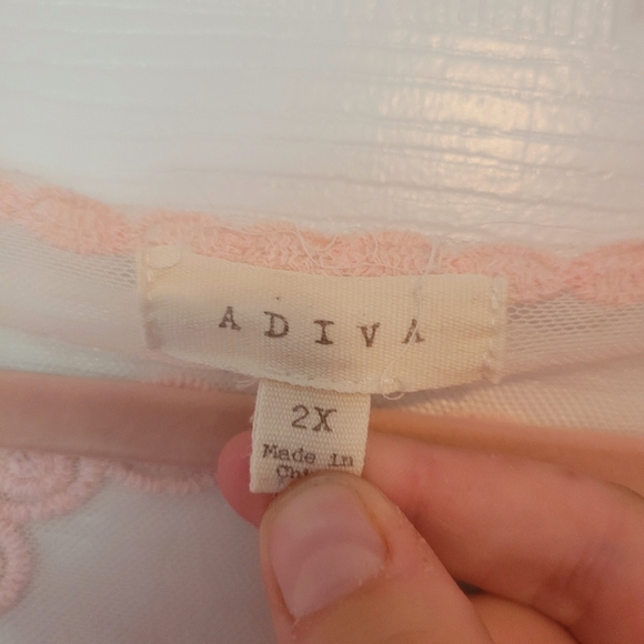 ADIVA plus size sheer baby pink lace top size 2X - Picture 2 of 2